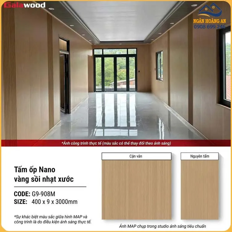 Tấm Nhựa Ốp Tường Nano Giả Gỗ Galawood G9-908M
